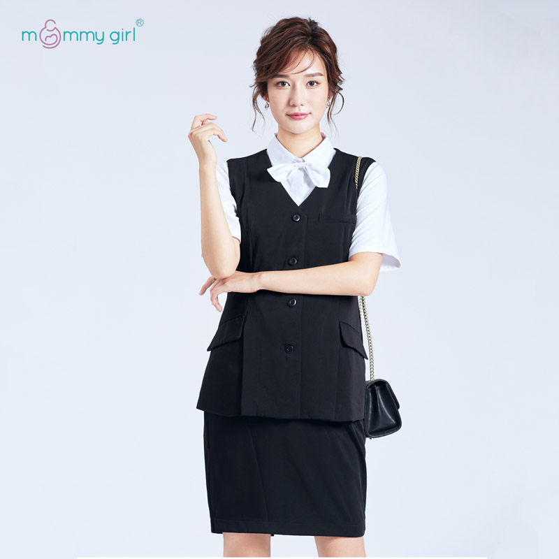 Pregnant Woman Spring Summer Waistcoat Bank Hotel Work Suit Tooling Vest Jacket Spring Autumn Outside Wearing Waistcoat Blouse Black-Taobao