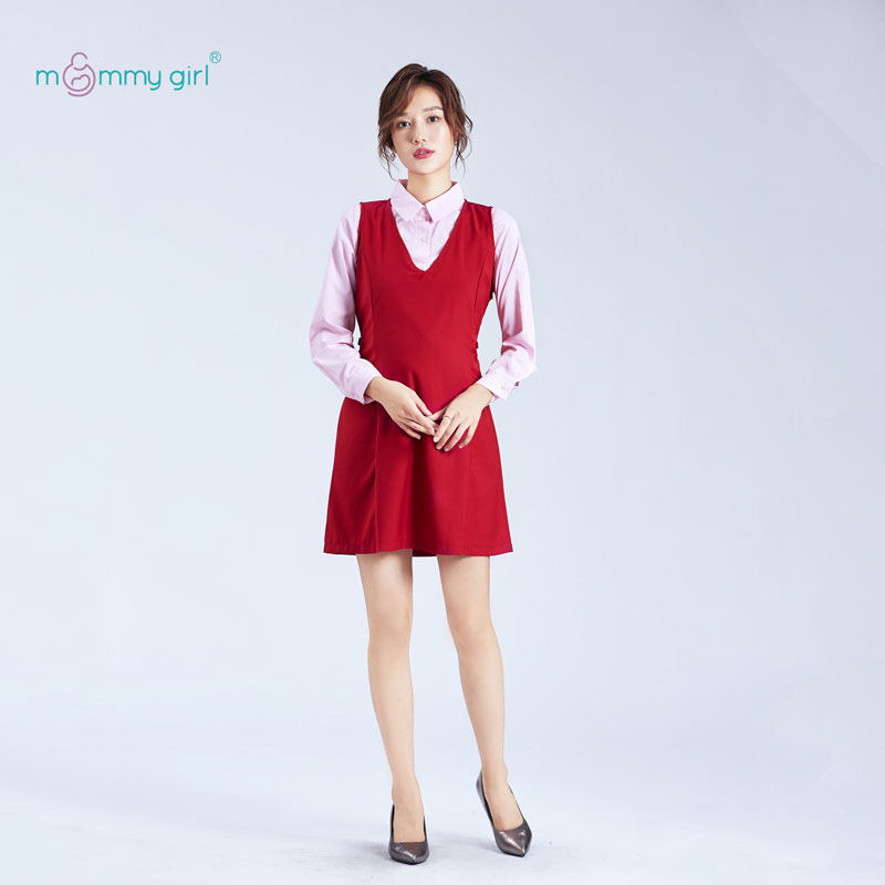 Pregnant Woman Working Clothes Women Bank Business Hall Tooling Temperament Line Suit Airport Red Uniform Career Suit Autumn-Taobao