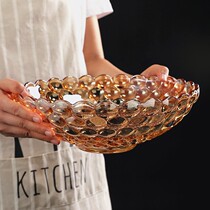 Creative household fruit plate living room modern coffee table size snack plate Simple personality net red crystal glass