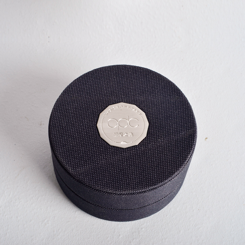 Dmagicsolo Headphone Canvas Storage Box, Shock-Resistant, Round, Black, Lined with Velvet, Original Accessories, Top and Bottom Buckle Cover