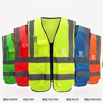 Reflective Vest Waistcoat China Building Safety Suit Fluorescent Sanitation Garden Site Construction Protective Clothing Jacket Print