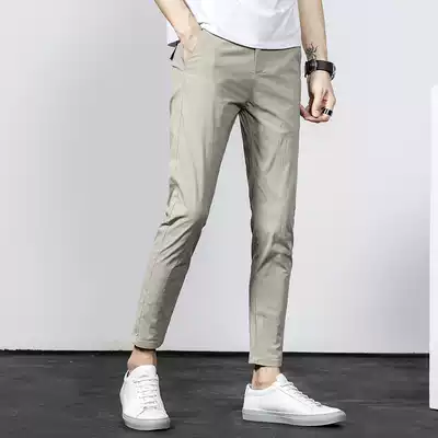 Official website flagship store spring and summer thin stretch nine-point casual pants men's slim feet men's nine-point pants Korean version
