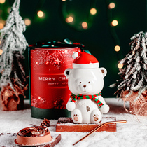 Christmas bear mug high face value Mark cup with cover ceramic cup Drink gift box accompanied by hand lovers water glasses lovely ladies