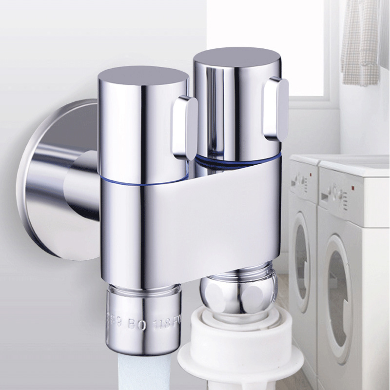 Full copper body double-use washing machine tap for two-out universal 10%-2 joint 4 points double out of tap