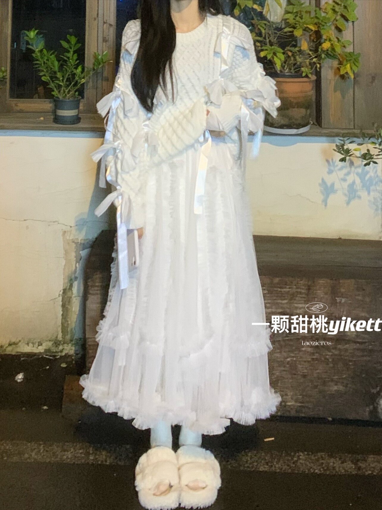 A sweet peach yikett winter chapter early snow 2021 heavy industry design sense fairy fluttering skirt