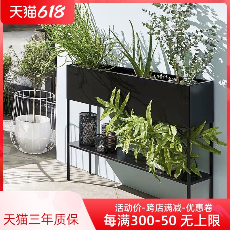 Garden patio outdoor flower shelf Shelf Balcony Double Layer Multimeat Gold Gülen Living-room Window Sill Floor Type Flower Trough