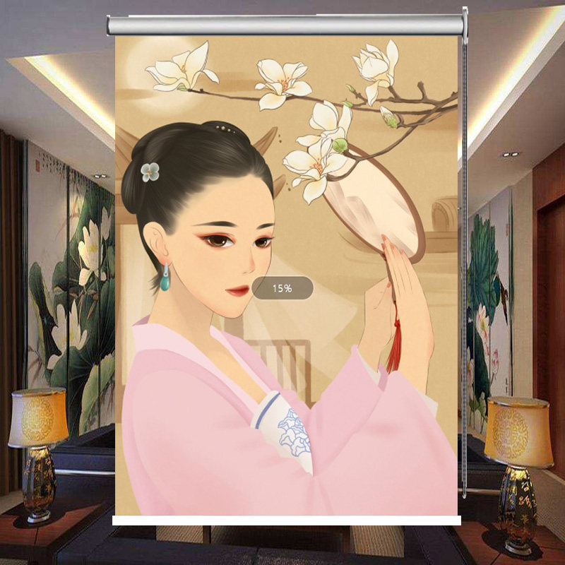 Curtain Roller Blind Fairy Beauty Buddha Statue Living Room Bedroom Study Office Entrance Door Sunshade Partition Decorative Background