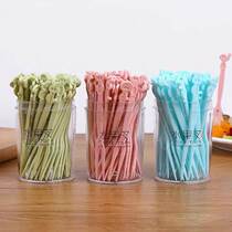 Fruit fork set fruit pick disposable plastic dual-purpose eating fruit cake dessert fork snack small fork