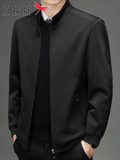 红蜻蜓夹克男士潮流立领红色2026年春秋季新款休闲行政外套男装冬