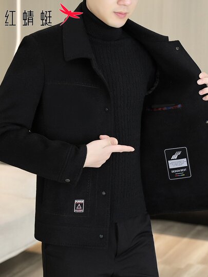Мужское шерстяное пальто Red Dragonfly, новая осенне-зимняя модель, модная повседневная куртка с лацканами для мужчин.