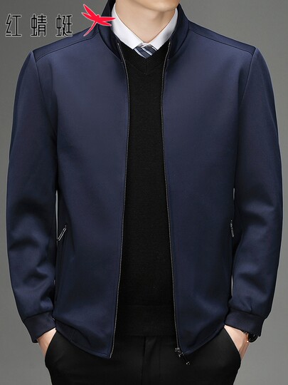 红蜻蜓夹克男士潮流立领红色2026年春秋季新款休闲行政外套男装冬