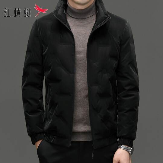 Red Dragonfly Lightweight down Jacket for Men 2025 Winter New Casual Warm Top Trendy Stand Collar Coat for Men