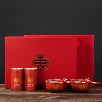 Newlyweds happy bowl to bowl Wedding bowl chopsticks set a pair of soup spoons Water cup cup Wedding special supplies Daquan gifts