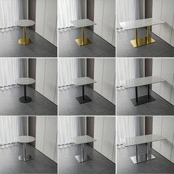 Hotel Apartment Reception Negotiation Slate Small Round Table Light Luxury Hot Pot Restaurant Bar Cafe Milk Tea Shop Slate Table