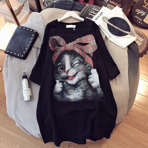 夏装短袖休闲百搭韩版圆领印花上衣