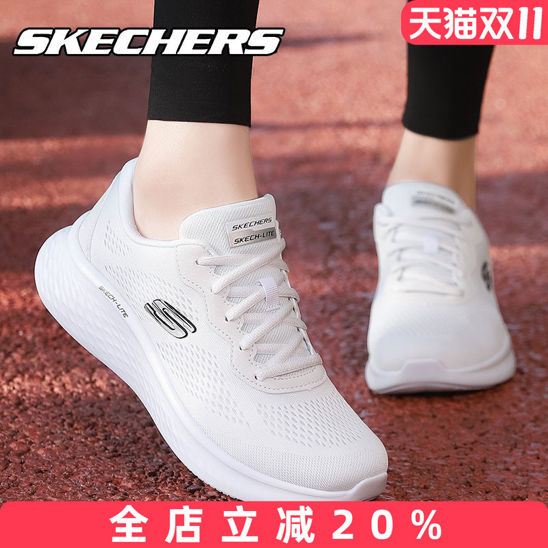 Skechers Skechers New Autum Running Shoes for Women, Lightweight Cushioning White Casual Travel Sports Shoes for Women