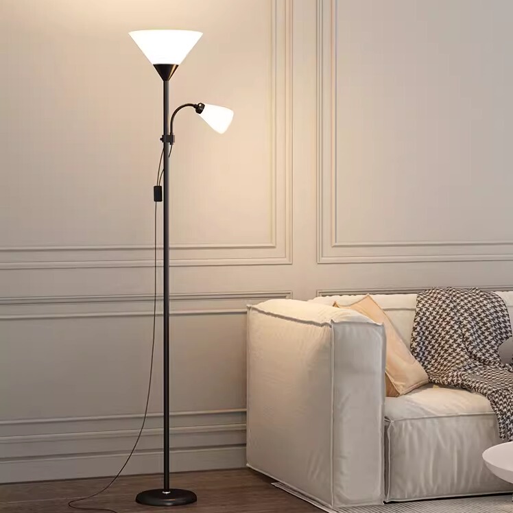 Double-Headed Floor Lamp for Living Room, Bedroom, Bedside, Sofa, Ambient Lighting, Reading, Supplementary Lighting, Standing Lamp, Upward-Facing Lamp Double-Headed Floor Lamp for Living Room, Bedroom, Bedside, Sofa, Ambient Lighting, Reading, Supplementary Lighting, Standing Lamp, Upward-Facing Lamp