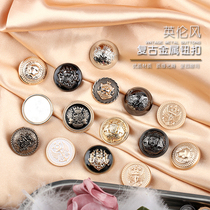 British metal button coat trench coat suit retro style button cardigan shirt men and women fashion accessories decorative buckle