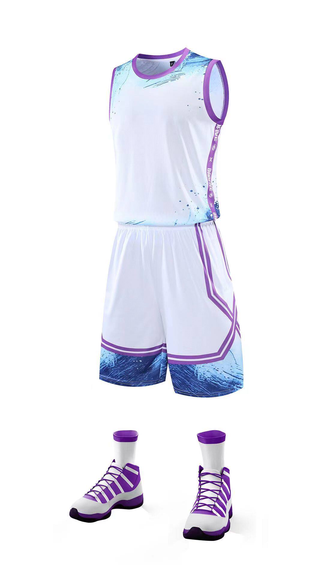 Basketball uniform suit boys and girls sportswear game training suit printing student gradient vest team uniform custom jersey