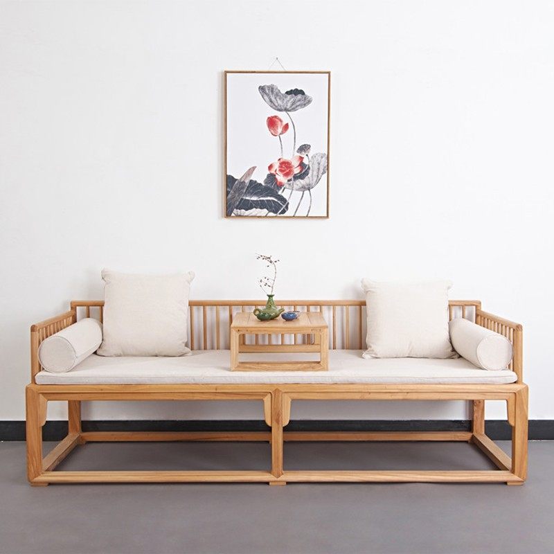 New Chinese style old elm Arhat bed Ming and Qing antique bed living room study three-person sofa chair log Zen simple