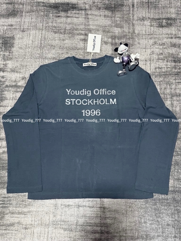 Suitable for Ac Acnedy 25Ss Navy Blue Dark Blue 1996 Letter Thin Cotton and Linen Long-Sleeved T-Shirt Suitable for Ac Acnedy 25Ss Navy Blue Dark Blue 1996 Letter Thin Cotton and Linen Long-Sleeved T-Shirt