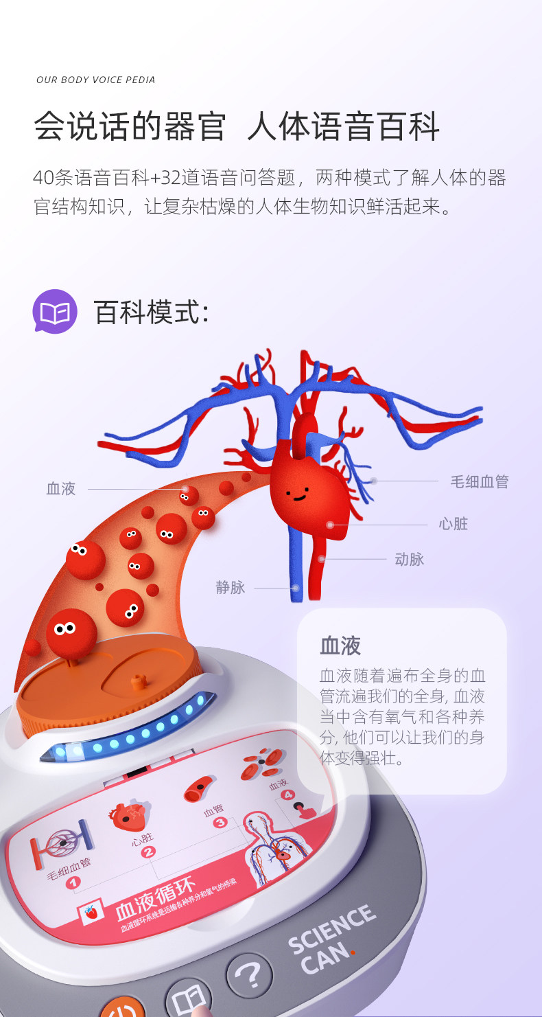 【中国直邮】Science can科学罐头 人体解剖模型器官可拆卸儿童教学玩具我们的身体语音百科