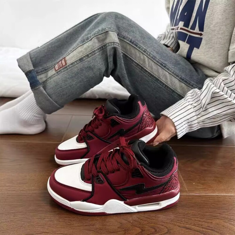 Men's Shoes 2026 New Style Burgundy Air-Cushion Sneakers Versatile Shoes for Students Thick-Soled Breathable Couple Casual Shoes Women's Style Men's Shoes 2026 New Style Burgundy Air-Cushion Sneakers Versatile Shoes for Students Thick-Soled Breathable Couple Casual Shoes Women's Style