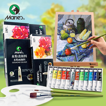 Marley watercolor gouache paint set for beginners 12 colors 24 colors 36 colors for primary school students for children kindergarten art students Special Marley brand painting color painting painting tools and supplies