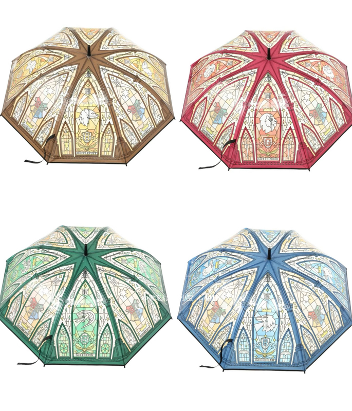 Authentic Miniso Harry Potter Quidditch Series Window-Patterned Transparent Long-Handle Umbrella Sunshade Umbrella Hogwarts