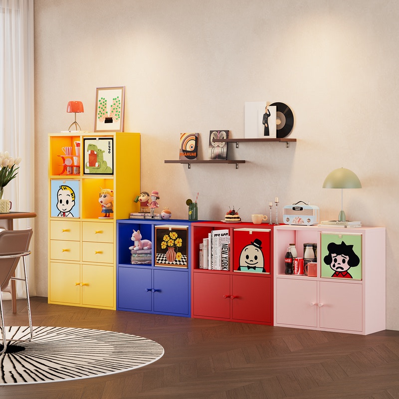 Antya Black and Colorful Modular Grid Cabinet, Home-Use Free Combination Storage Cabinet, Iron Art Floor-Standing Display Bookshelf Antya Black and Colorful Modular Grid Cabinet, Home-Use Free Combination Storage Cabinet, Iron Art Floor-Standing Display Bookshelf