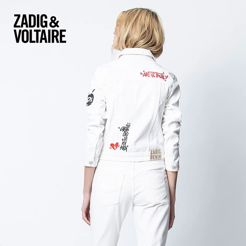 Женская куртка-ковбой Zadig & Voltaire с надписью и декоративным принтом в трендовом стиле 3404fe