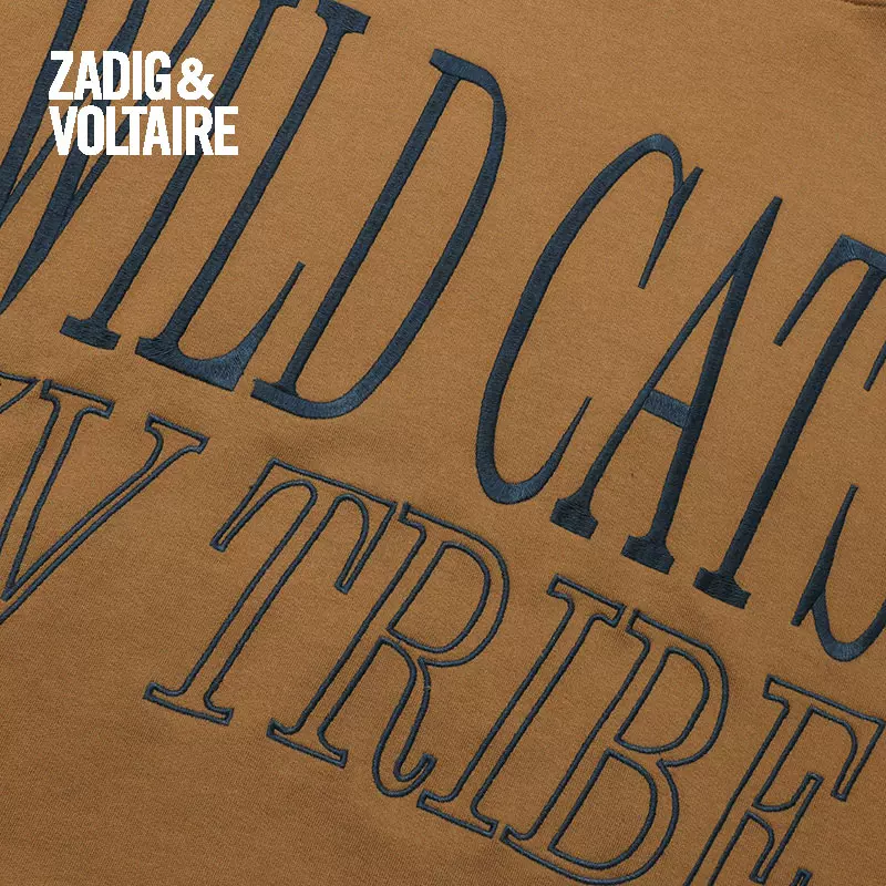 Женский свитер с капюшоном Zadig & VOLTAIRE в повседневном стиле, вышивка символов животного и буквы, комфорт TS7120ff