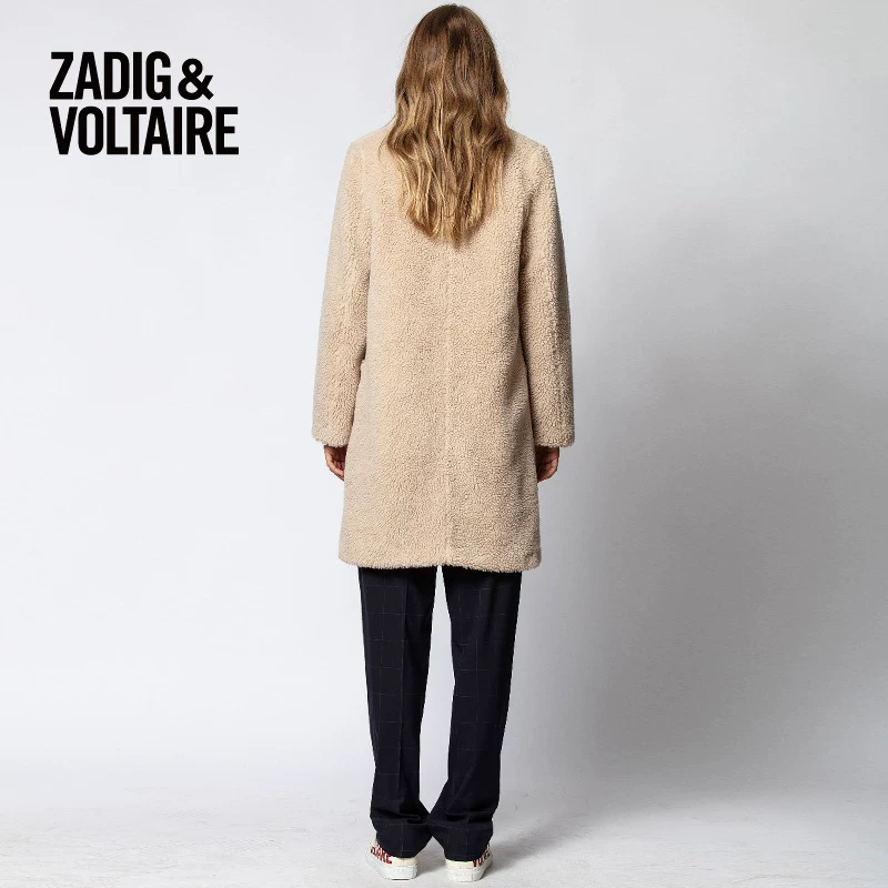 Женская шуба из искусственного агна lambwool Zadig & Voltaire, повседневная, средней длины, двубортная 0609FD