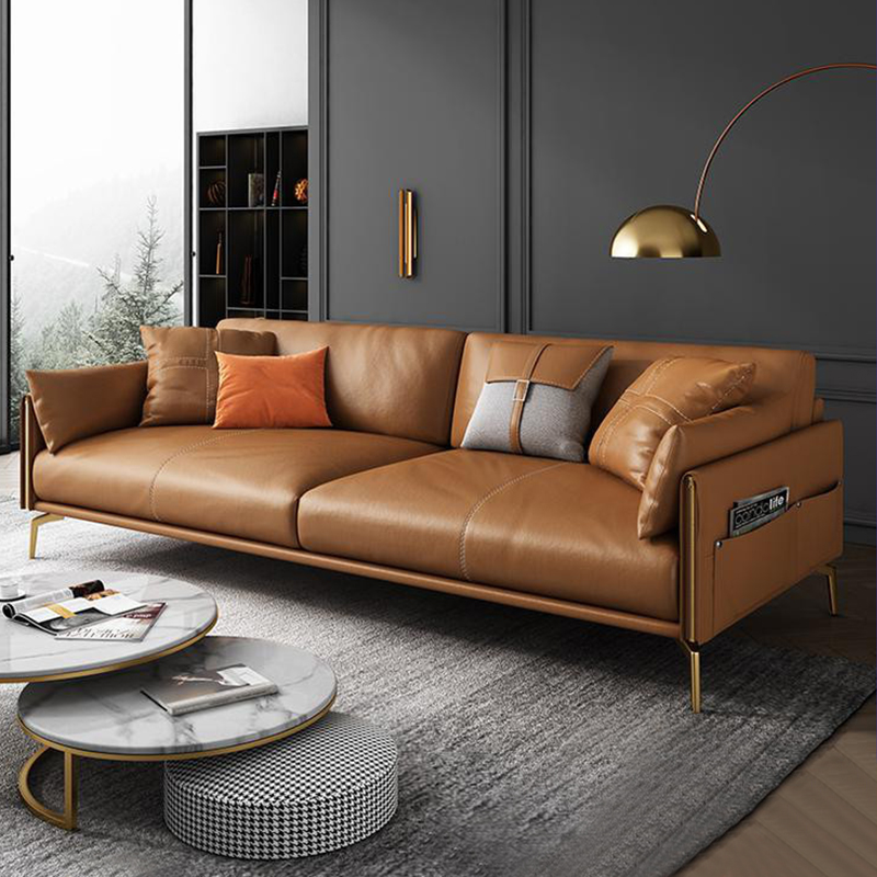 Office sofa tea couple combination package light luxury leather triple person business guest reception simple office sofa