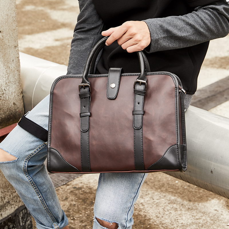 Hong Kong I Tgreg new handbag men's bag business briefcase shoulder bag retro business trip computer file bag