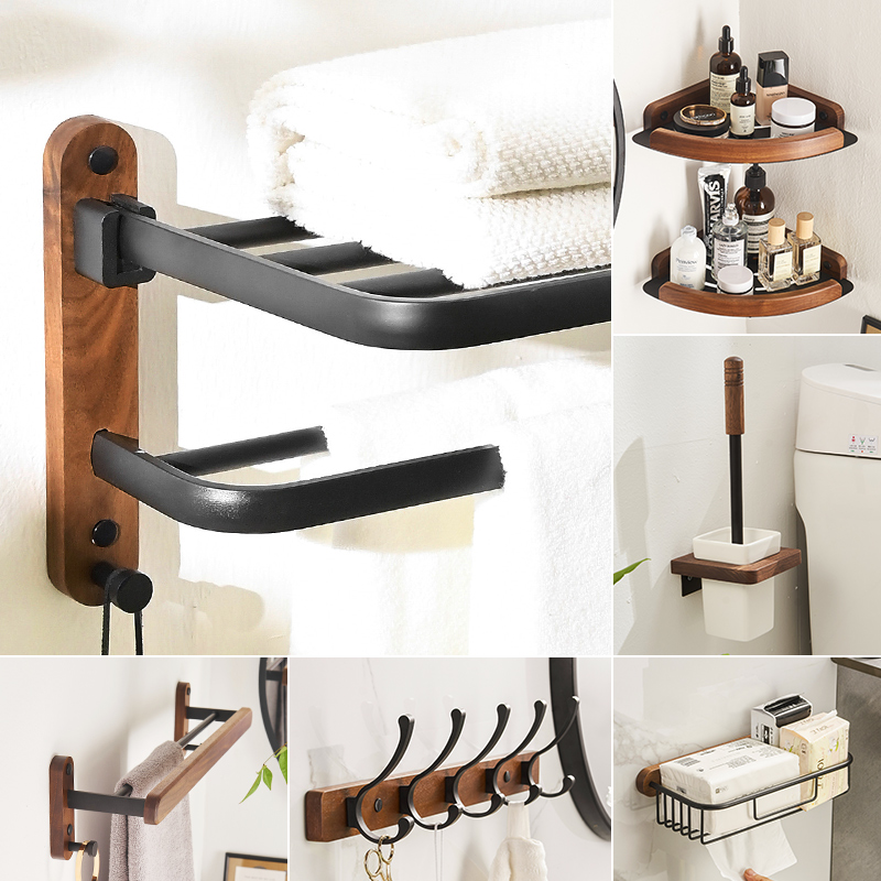 Toilet towel rack Internet celebrity light luxury nail-free high-end perforated space aluminum thickened bathroom wash face towel rack