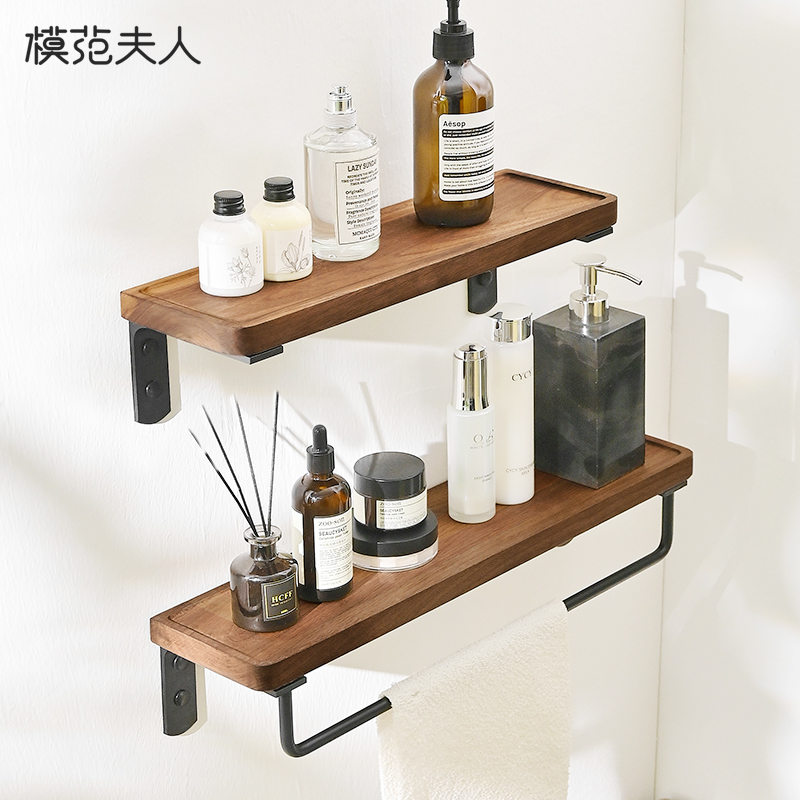 Punch-free toilet shelf bathroom toilet toilet washstand washstand wall storage rack solid wood