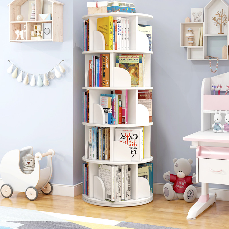 Rotating bookshelf on floor 360-degree minimalist children's baby containing painted shelves Home Easy student bookcase