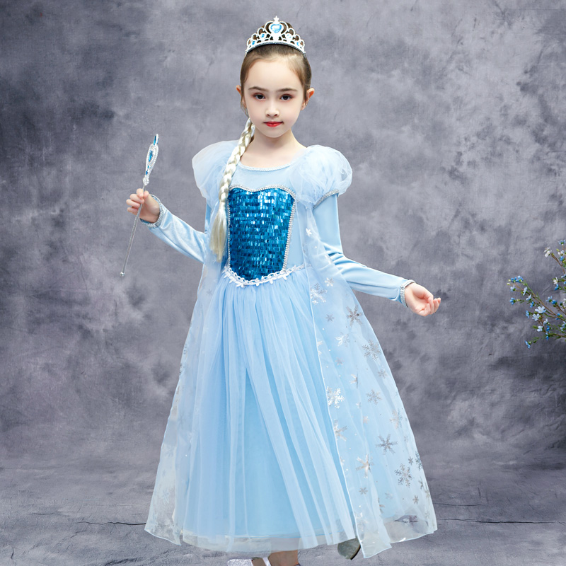 Aisha Princess Dress Woman New Girl Aisha Dress Yarn Autumn Ceremony Frozen Winter Elsa Children's Clothes