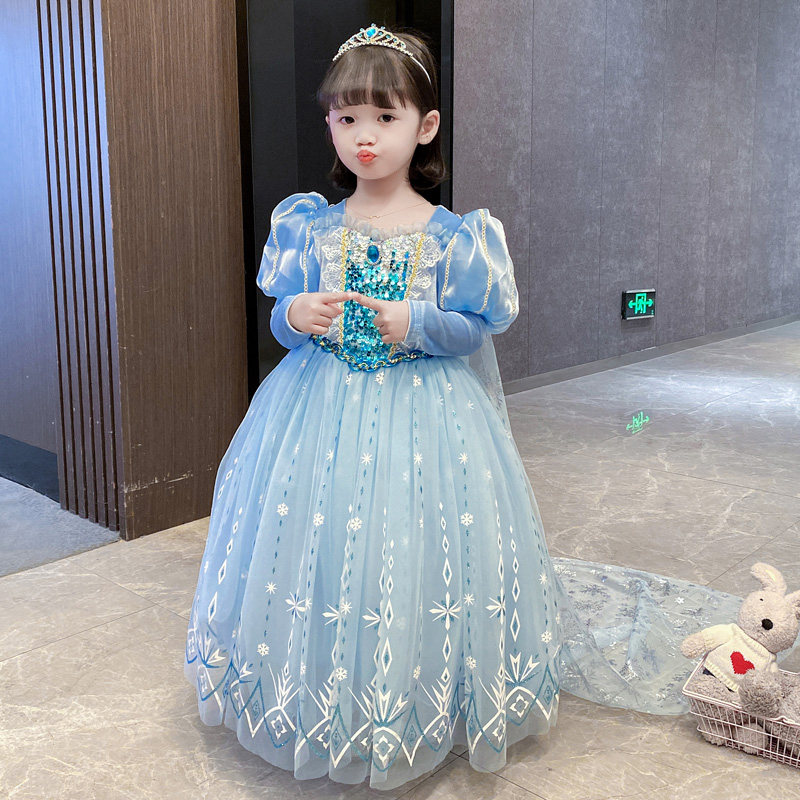 Princess Esha Princess Dress Girl Ice And Snow Love Sand New Aisha Ocean Dress Sub Autumn Winter Style Clothes Girl Children Spring Dress New