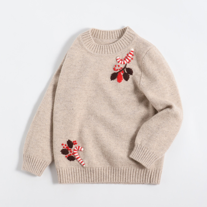 Little Sheep Jumping Winter New Children's Cashmere Sweater Hongye Yuntai 100% Pure Cashmere Christmas Candy Embroidered Sweater Little Sheep Jumping Winter New Children's Cashmere Sweater Hongye Yuntai 100% Pure Cashmere Christmas Candy Embroidered Sweater