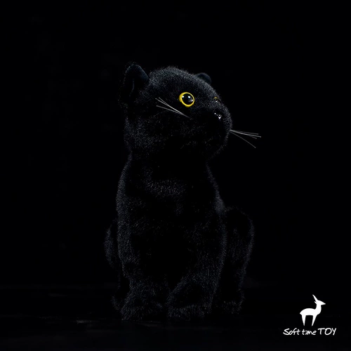 Покупки самообслуживания без обслуживания клиентов - кукла-имитация черной кошки, милая кукла-кошка с короткой стрижкой, плюшевая игрушка китайского пасторального кота.