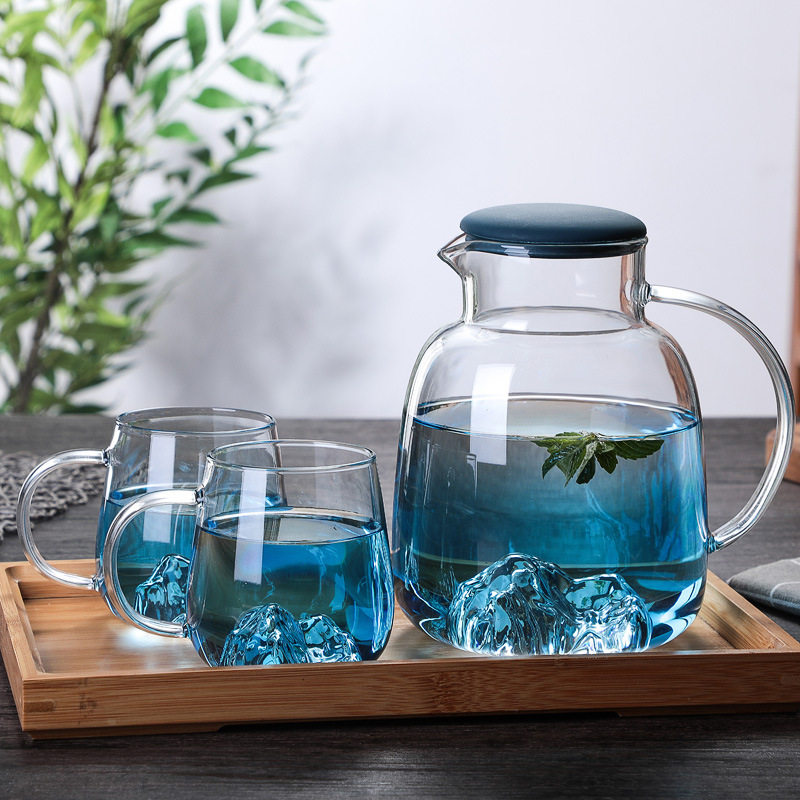 Japan-style high temperature resistant glass cold water cold water jug home heat-resistant and explosion-proof boiled water cup suit large capacity juice cold water jug