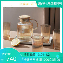ZPPSN glass cold water kettle household heat resistant high temperature zapot cool white open water glass oversized teapot suit