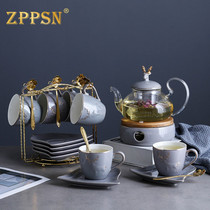 Italian ZPPSN flower tea set British Nordic style Ceramic glass fruit flower tea pot Candle can be heated