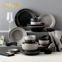 Italy ZPPSN dish set Household dish plate Nordic high-grade gray ins simple ceramic tableware plate