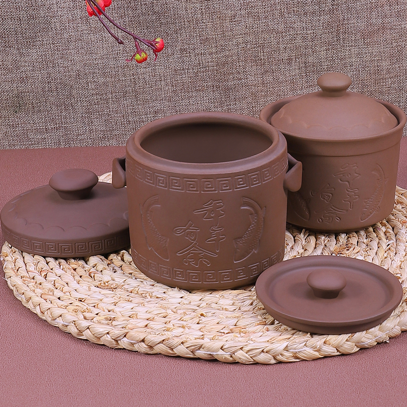 Steamed Egg Stew Pot, Purple Clay Stew Pot Liner, Soup Pot, Steamed Soup Pot, Water-Separating Stew Pot, Household Soup Pot, New Steaming Pot, Soup Pot, Clay Pot