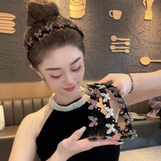 Internet celebrity temperament butterfly broken hair headband versatile korean anti-slip crushed hair textured face wash headband