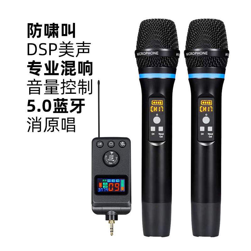 DSP ハウリング防止ユニバーサルワイヤレスマイク Bluetooth ステージ KTV パフォーマンス専用ファミリーカラオケ 1～2 マイク