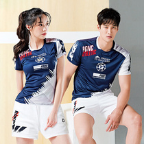 Summer New Short Sleeve Speed Dry Badminton Suit Womens Fashion Sportswear Suit Men Tennis Suit Breathable Custom Print